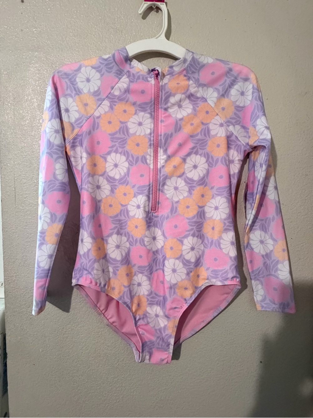 wonder nation Floral Long-Sleeve One-Piece Swimsuit - Pink, Purple & Peach
